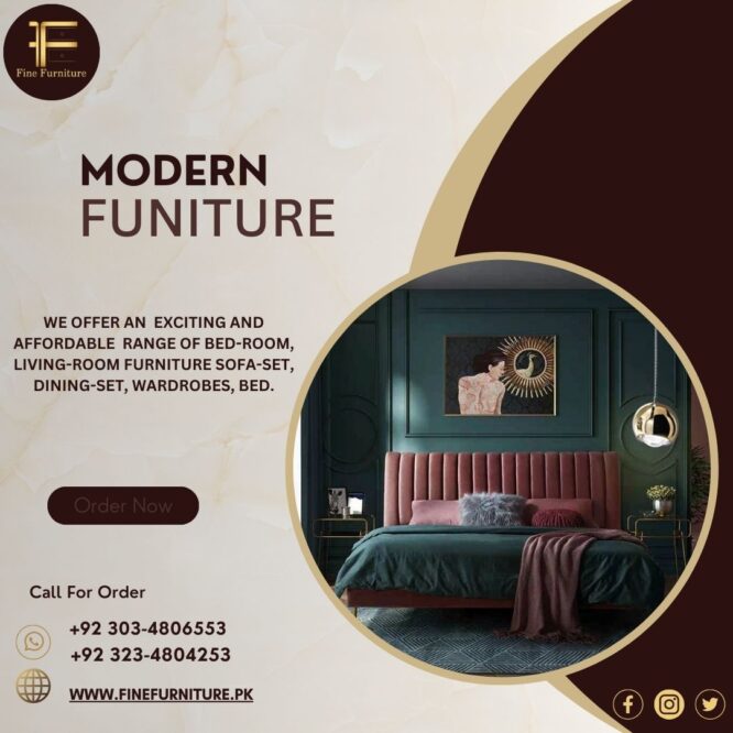 Upholstered Stripes Bed.