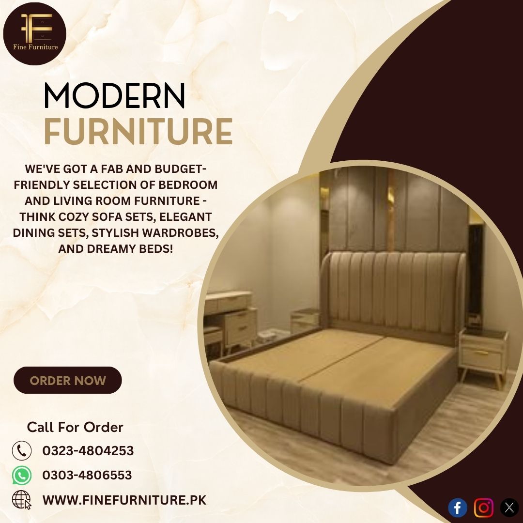 Upholstred  Stripes Bed.